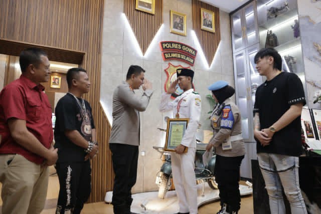 Kapolres Gowa Sambut Hangat Nadhif, Putra Daerah Kabupaten Gowa Yang Menjadi Paskibraka Nasional 2025