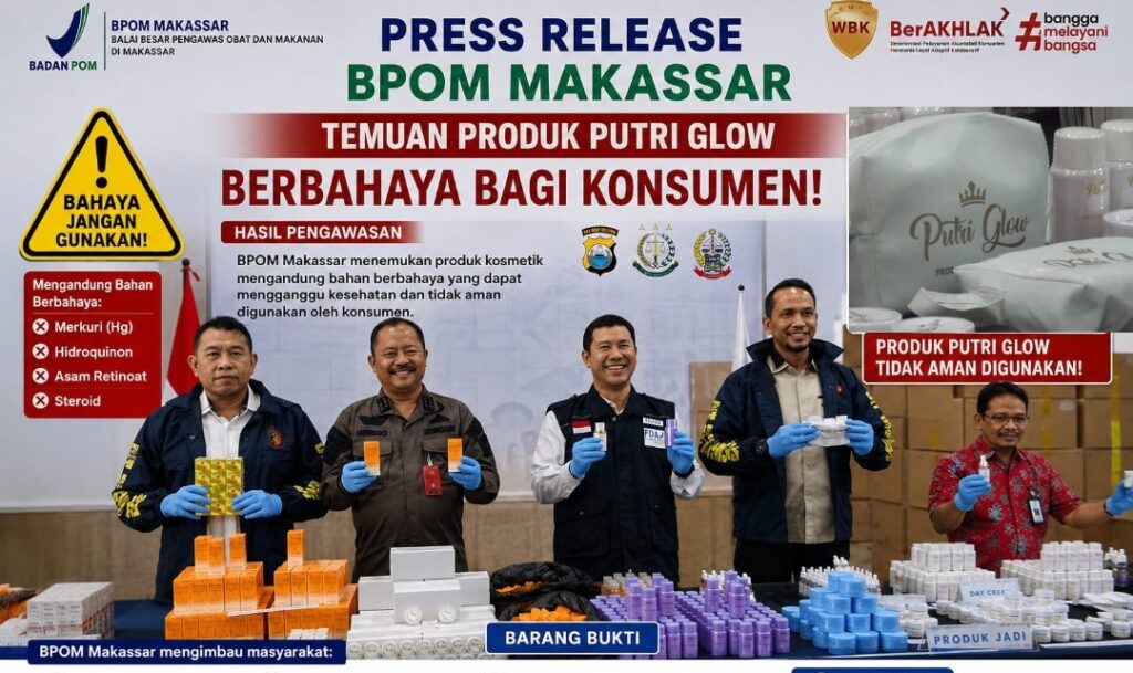 Pabrik Kosmetik Ilegal di Makassar Digerebek, Produk Putri Glow Positif Merkuri