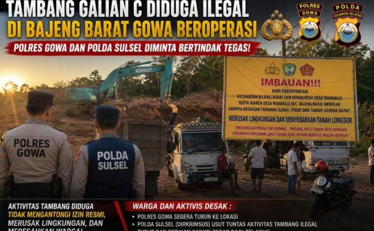 Aktivitas Tambang Diduga Ilegal Marak di Bajeng Barat, Polres Gowa Polda Sulsel Didesak Bertindak