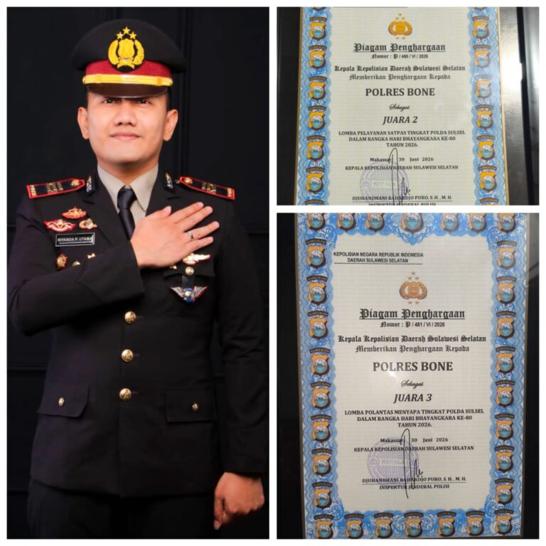 Satlantas Polres Bone Borong 2 Penghargaan Polda Sulsel